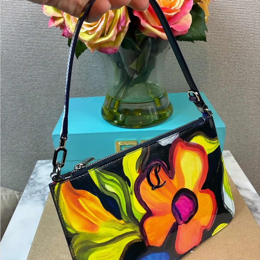 NWT Christian Louboutin Naplak Floral Loubi54 leather pochette Clutch